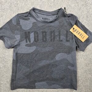 Nobull T-Shirt Youth XS Grey Camo Short Sleeve Performance Logo Training Top NEW